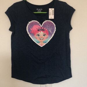 Place girls shirt size L flip sequins girl heart